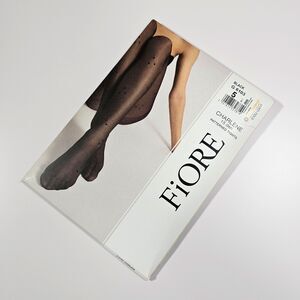 Fiore Charlene 15 Den Black Polka Dot Patterned Tights Size 5/XL